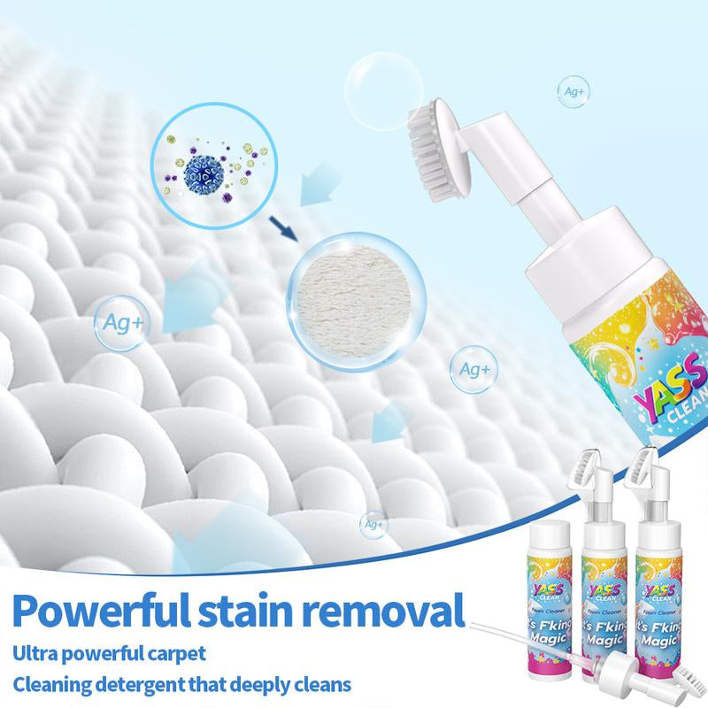 Yass Clean Magic Foam Cleaner for Carpets & Upholstery – Pet Stain & Odour Remover with Cleaning Brush🧼🪄