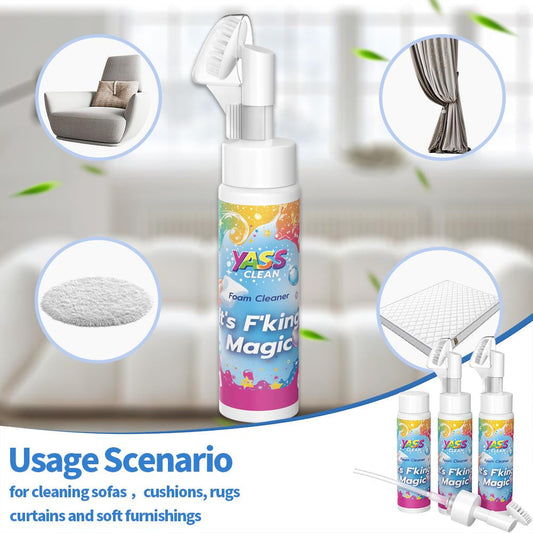 Yass Clean Magic Foam Cleaner for Carpets & Upholstery – Pet Stain & Odour Remover with Cleaning Brush🧼🪄