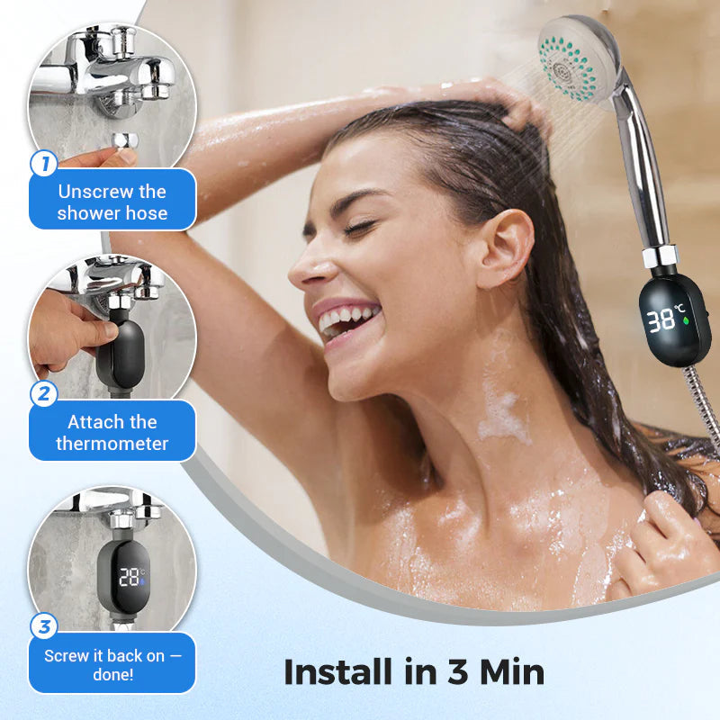 🌡️Shower Thermometer - Instant Digital Display, Waterproof & Easy Install for Safe Bathing📦