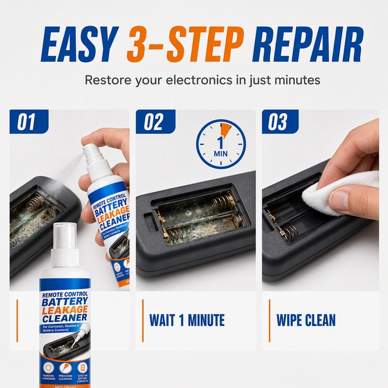 Portable Precision Electronic Contact Cleaner Spray – Battery Leakage Corrosion Remover, Restore Conductivity for Remote Controls, Toys & Household Electronic Battery Contacts