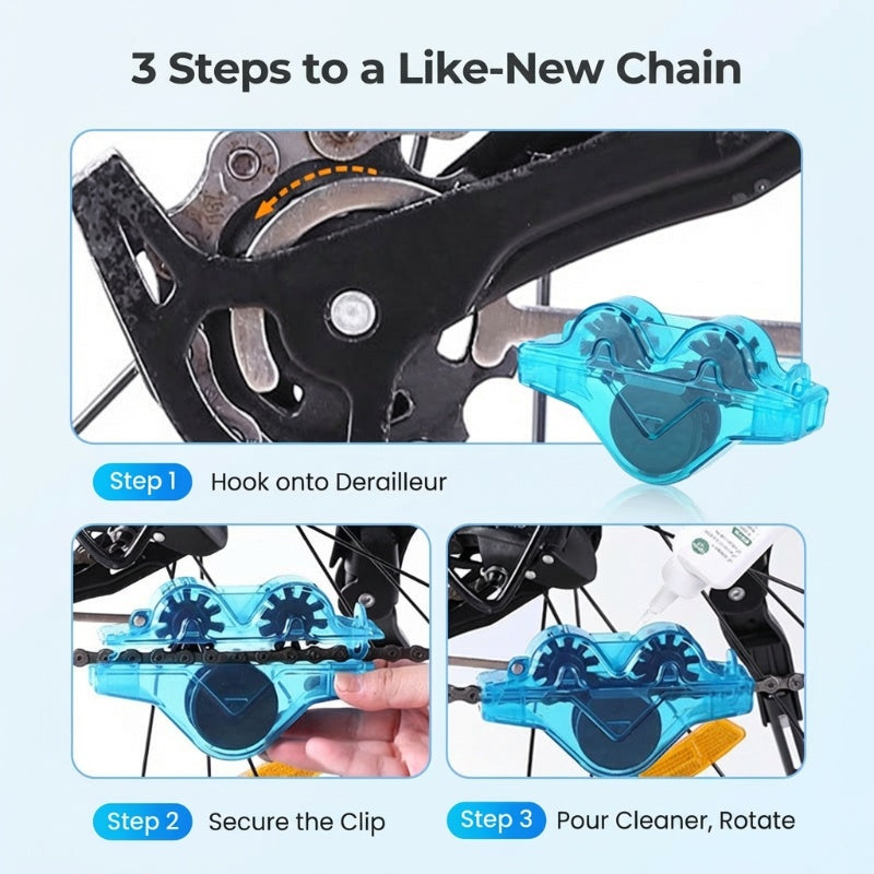 Bike Chain Scrubber – Deep Grease Removal, Cleans Internal Links & Easy-to-Use Ergonomic Design