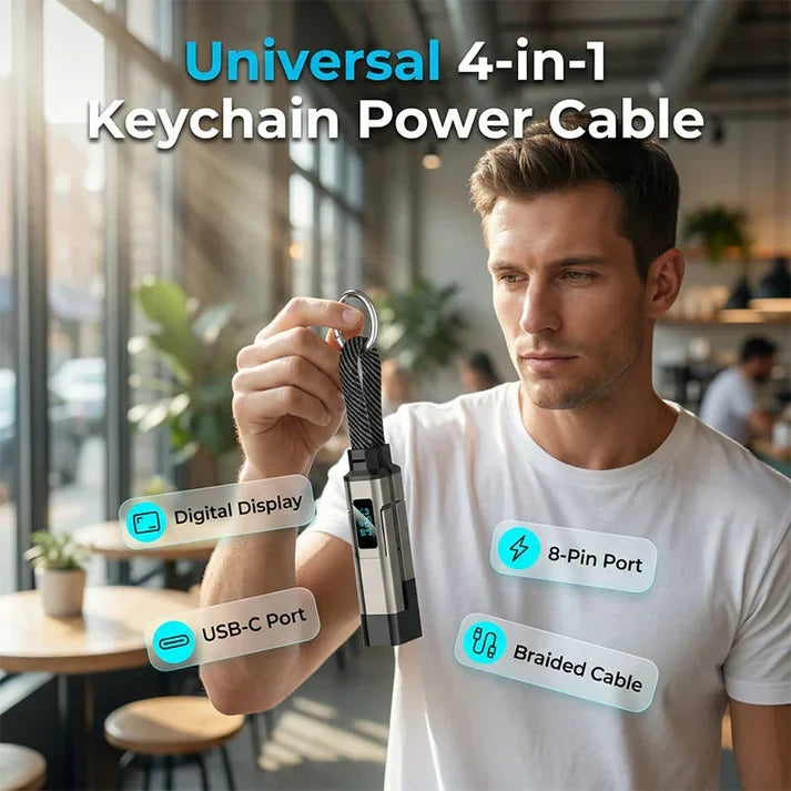 4-in-1 Charging Cable with Digital Display & Keychain