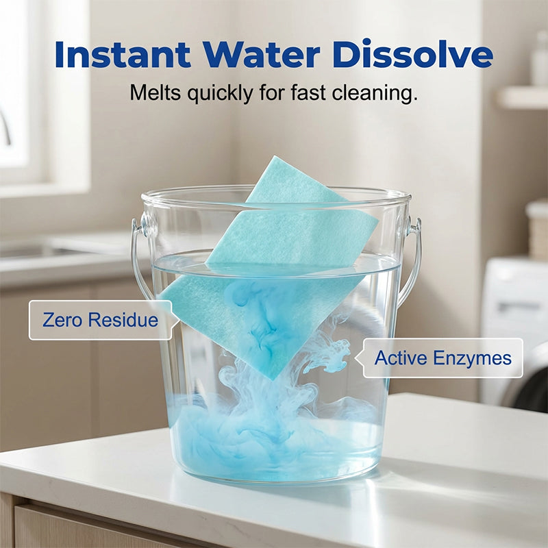 Water‑Soluble Floor Sheets – Just drop in water, no measuring. Cleans & shines all floors. Safe & streak‑free. 60 sheets pack. Your daily helper. 🧹💧