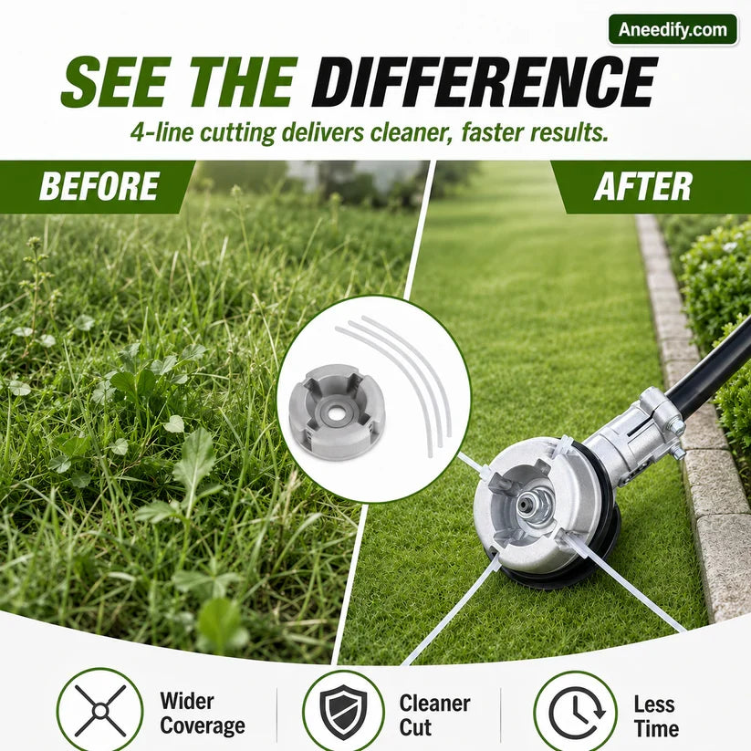 Aluminum Trimmer Head – 4-Line Cutting & Universal Fit – Heavy-Duty & Easy Line Replacement