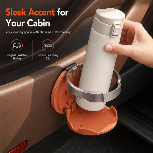 Foldable Car Door Cup Holder – Large diameter & clip-on