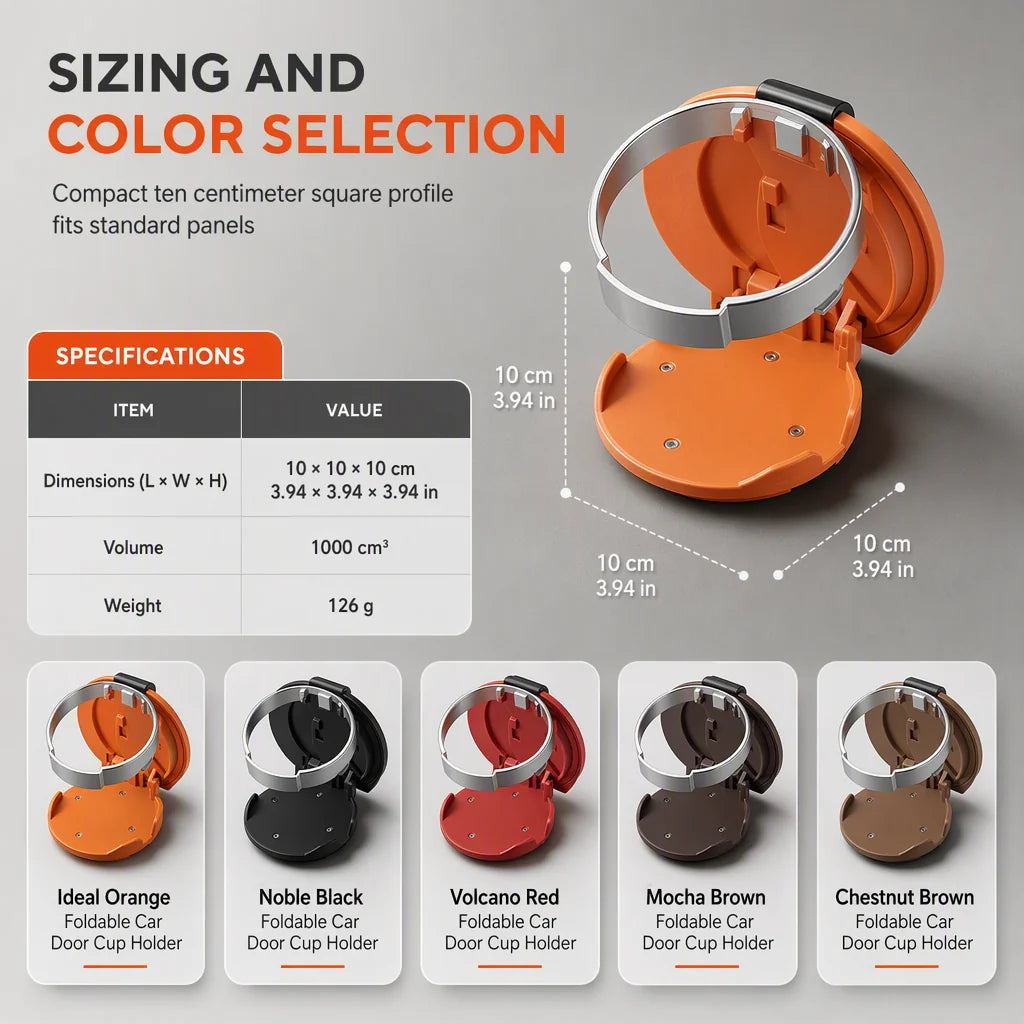 Foldable Car Door Cup Holder – Large diameter & clip-on